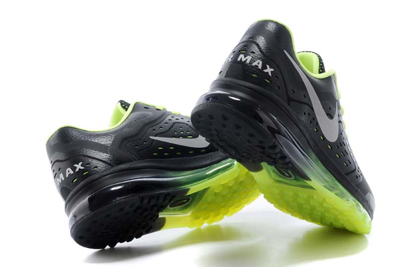 nike air max 2014 cuir chaussures de course hommes verts noire (3)